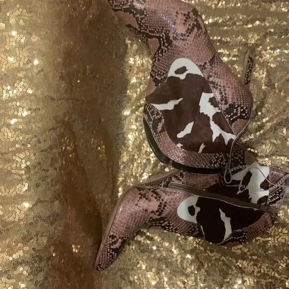 Gianni Bini Ezlee Snake Cow Print Ankle Boots & Booties